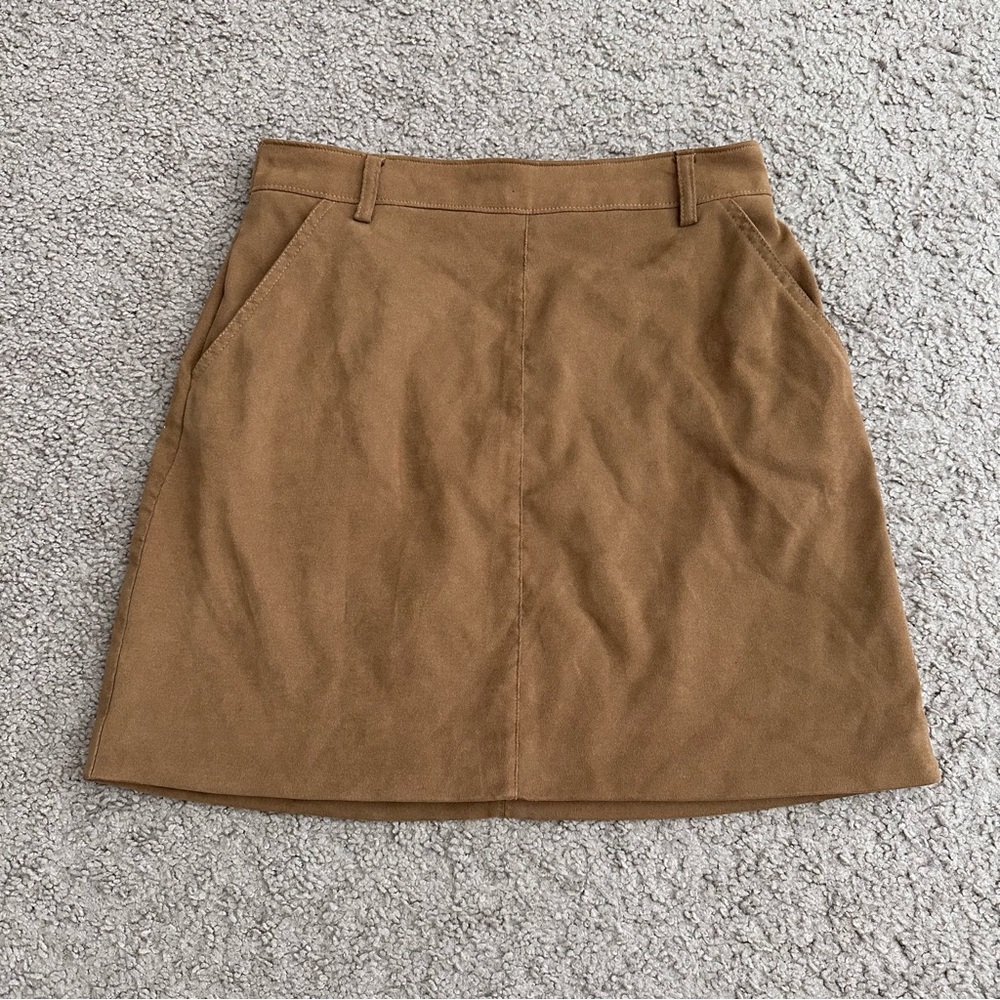 Hollister Ultra High Rise Faux Suede Tan Mini Skirt Womens S